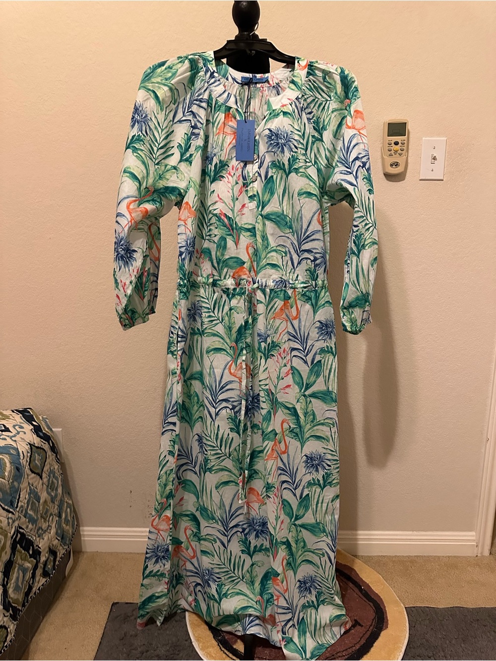 J.McLaughlin Daniella Dress Women's Tropical Botanical Tie-Waist Maxi Dress SzM - Picture 5 of 14
